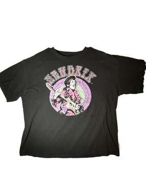 Authentic Hendrix Jimi Hendrix Black Graphic Short Sleeve T-Shirt